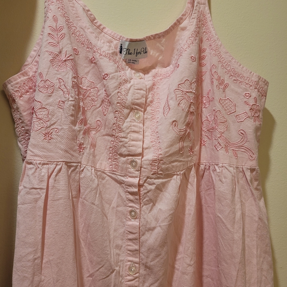 The 1 For U Women Nightgown 2XL Pink Floral Embroidered Pairy Granny Cottagecore - Picture 6 of 8